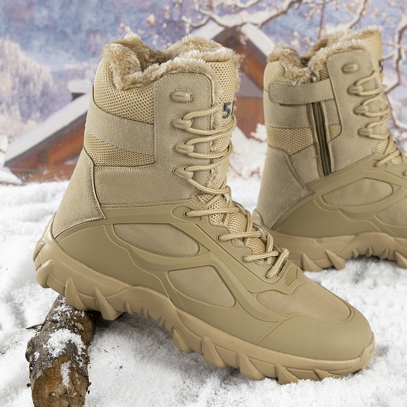 Waterproof Winter Boot - รองเท้าบูทฤดูหนาวสำหรับผู้ชาย กันน้ำ กันลื่น บุด้วยขนสัตว์ รองเท้าผ้าใบอุ่น -
