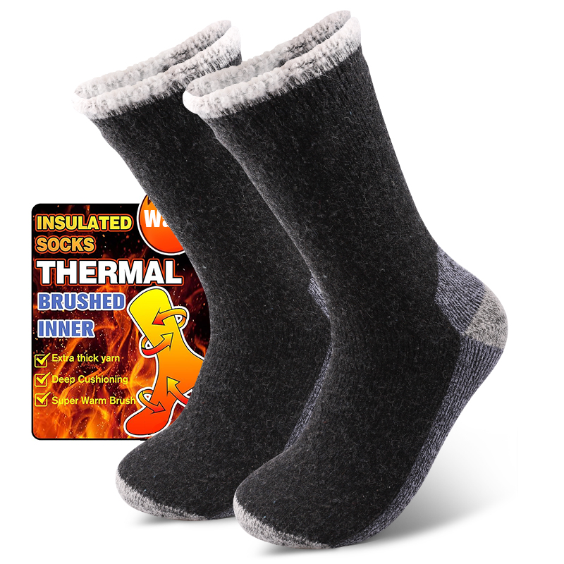 Thermal Sock Wool - 1 คู่ถุงเท้าขนแกะเมอริโนสำหรับผู้ชาย ถุงเท้ากันหิมะ ถุงเท้ากันความร้อนและอุ่น ทนทานต่อการสึกหรอ ถุงเท้ายาวครึ่งน่องสำหรับฤดูหนาว